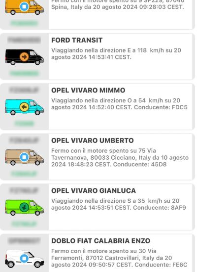 Localizzazioni automezzi Correrie Espresso